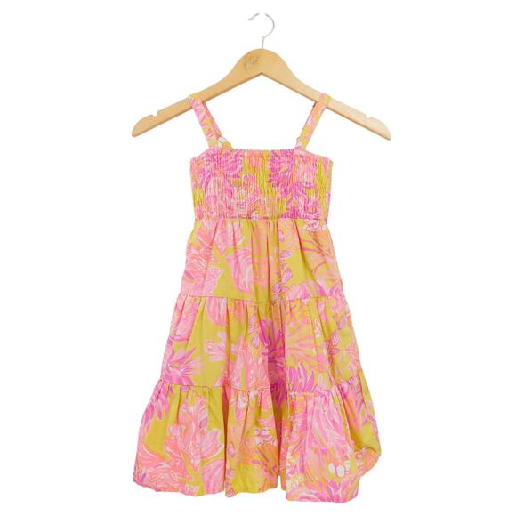 Lilly Pulitzer Girls Calla Yellow Violet Pink Sea‎ Floral Sundress Size Medium - Picture 1 of 6